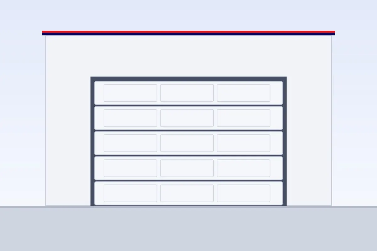 Automatic garage door on the front of a family villa
