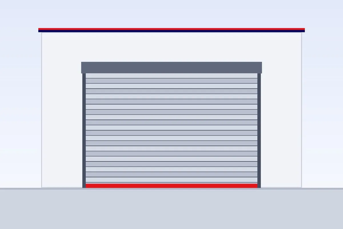 Motorised rolling shutter covering a villa window