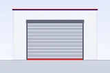 Insulated double skin rolling shutter closed at a warehouse entrance