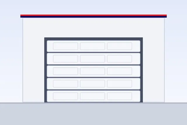 Row of automatic door types including a garage door, glass entrance and rolling shutter